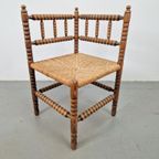 Vintage Bobbin Eiken Hout Hoekstoel Biezen ’50 Mid Century thumbnail 3
