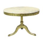 Mid Century Ronde Marmeren Salontafel Bijzettafel Messing thumbnail 2