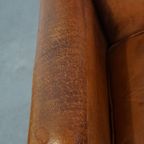 Karakteristieke En Comfortabele Cognac-kleurige Schapenleren Armchair Met Rechte Vormen thumbnail 7