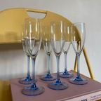 6X Vintage Champagneglas Blauwe Steel Luminarc thumbnail 3