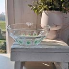 Vintage Glazen Schaal Met Groene Accenten, Bowl, Schaaltje thumbnail 7