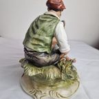 Italian Capodimonte "works Of Art" Figurine Young Men Playing Cards Sculpture Vintage thumbnail 2