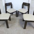 Set Van 6 Brutalist Stoelen En Uitschuifbare Eettafel thumbnail 13