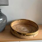 Mand Schaal Rotan Riet Messing Vintage thumbnail 5