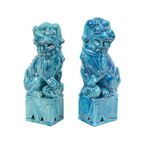 Groot Koppel Foo Dogs Tempelleeuwen Turquoise Keramiek 25cm thumbnail 12