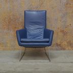 Zganieuw! Blauwe Leren Label Don Fauteuil + Evt Hocker! thumbnail 4