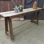Prachtige Vintage Industrie Sidetable Tafel thumbnail 9