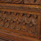 Antieke Zitbank Gesculpteerd Eikenhout Kerk Renaissance Revival thumbnail 11