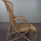 Gepatineerde Rotan Belse 8 Fauteuil Met Hoge Rug, Dutch Design, 1950 thumbnail 4