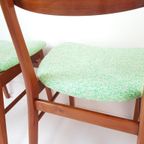 5 Farstrup Deense Houten Stoelen Nieuw Gestoffeerd Groen thumbnail 15
