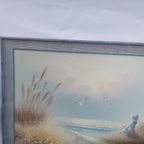 Vintage Origineel Schilderij.olieverf Op Panel Ingelijst Met Ophangsysteem . Philip Sandez... thumbnail 3