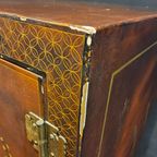 Vintage Rode Chinese Kast Vogels, Bloemen / Bohemian Kast / Oosterse Kast / Chinese Red Cabinet thumbnail 14