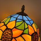 2 Stuks Glas In Lood Tiffany Stijl Tafellampen Zonnebloemen thumbnail 5