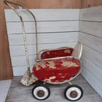 Vintage Poppenwagen, Inklapbaar, Hout En Metaal. thumbnail 2