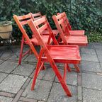 Klapstoelen Mid Century Rood, Set Van 5 thumbnail 5