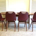 Prachtige Vintage Uitschuifbare Tafel Met 5 Retro Stoelen thumbnail 12