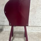 Mario Morbidelli Voor Naos - Set Van 2 Burgundy Rode Stoelen In Leder En Chrome thumbnail 4