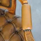 Set Van 2 Sierlijke Rundleren Barokke Chesterfield Fauteuils/ Armchairs Met Queen Ann Pootjes thumbnail 6