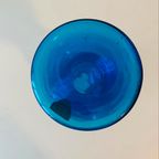 Ingridgläser Kerzenleuchter Blauw Glazen Vaas , Jaren 60 thumbnail 6