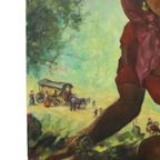 Groot Schilderij Zigeunerin Jonge Vrouw Olieverf Op Doek 1964 thumbnail 10