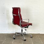 Vitra Ea 219 Bureaustoel In Rood Leer, Iconisch Vintage Eames Design thumbnail 5