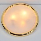 Vintage Messing Plafondlamp Wit Glas Brass Allum Regency ‘70 thumbnail 3