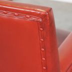 Comfortabele, Stijlvolle Rood Geverfde Armchair Gemaakt Van Schapenleer thumbnail 13