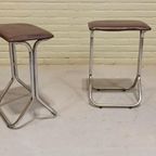Set Van 2 Vintage Chrome En Vinyl Kruks Krukjes thumbnail 6