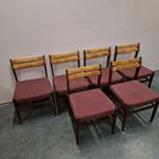 6 Vintage Stoelen Topvorm 6 Eetkamerstoelen Jaren 60 Wengé thumbnail 3