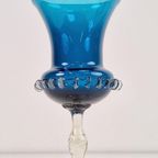 Mid Century Blauwe Murano Glas Vaas Mondgeblazen 1960 Rare thumbnail 10