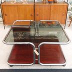 Vintage Space Age Salontafel Rookglas Chroom 70S thumbnail 2