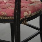 Set Van 4 Unieke En Sierlijke Antieke Franse Napoleon 3 Stoeltjes Ingelegd Met Parelmoer thumbnail 17