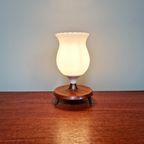 Scandinavische Statieflamp In Opaline En Teak, Jaren 60 thumbnail 3