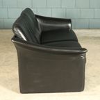 Vintage Zwart Lederen Bank – Jaren 70 thumbnail 5