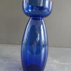 Vintage Bloembol Vaas Blauw Glas thumbnail 5