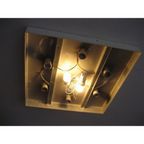 Vintage Plafondlamp, Plafonniere Met Kunststof Platen In Verchroomde Profielen, 71 X 71 Cm, Jaren thumbnail 5