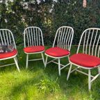 4 Akerblom Sweden Stoelen. Geweldige Vintage Spijlen Stoelen. Scando! thumbnail 3