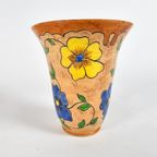 Plateelbakkerij De Iris - Gouda - Aardewerk Vaas Met Floraal Decor - 1925/1968 thumbnail 2