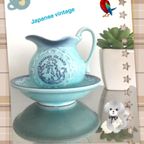 Prachtige Vintage Japanse Melkkannetje Met Schotel In Blauw Turquoise thumbnail 5