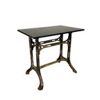 Industriele Tafel, Tuintafel Met Hardsteen Plaat Op Gietijzeren Frame, Jaren 30 thumbnail 2