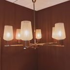 Teak & Messing Hanglamp Met Glazen Kapjes thumbnail 3