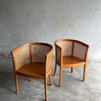 Mid Century Armchair In Cane And Wood ( 9 Pieces Available) thumbnail 2