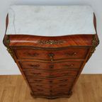 Antiek Franse Secretaire Wandkast Ladekast Met Marmer Blad thumbnail 3