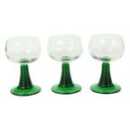 Set Van 9 Vintage Luminarc Roemer Wijnglazen Groene Geribbelde Voet thumbnail 11