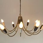 Vintage 50’S Mcm Ceiling Light - In The Style Of Stilnovo - Xl Chandelier - Restored / Polished - thumbnail 3