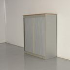 Officenow Roldeurkast, Aluminium / Wild Peren Topblad, 136,5 X 120 Cm, Incl. 3 Legborden thumbnail 2