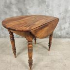 Antieke Hangoortafel Ronde Tafel Notenhout 96 Cm thumbnail 7