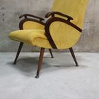 Vintage Fauteuil Jaren 50 Gele Stoel Gele Ribstof Herbekleed thumbnail 2