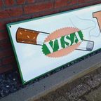 Groot Vintage Emaille Bord Met Reclame Voor Visa-Sigaretten. thumbnail 2
