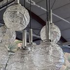 Vintage Kroonluchter 70s Chroom Met 7 Glazen Bollen thumbnail 9